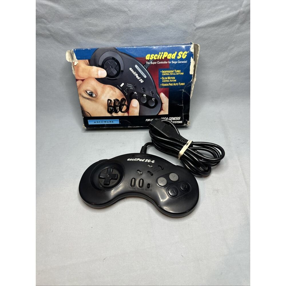 AsciiPad SG Controller w/ Box for Sega Genesis Ascii Pad Gamepad Game Pad Works